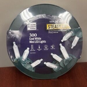 Home Accents 300 Count Warm White Super Bright Steady Lit Mini LED Lights 86 FT.